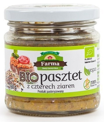 Paszet wegański z czterech ziaren bezglutenowy bio 170 g - FARMA ŚWIĘTOKRZYSKA