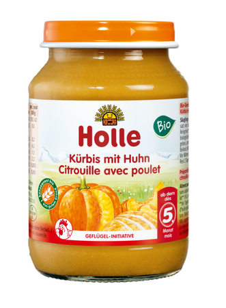 Glutenfreies Kürbis-Huhn-Dinner ohne Zuckerzusatz ab 5 Monaten BIO 190 g (Glas) - Holle