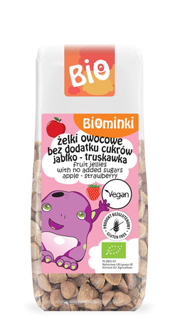 PACHET 6 x Jeleuri de fructe fără gluten cu mere și căpșuni BIO 75 g - Biominki